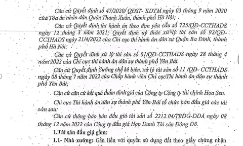 Yên Bái: Nhiều tài sản không kê biên, chấp hành viên có dấu hiệu thông đồng đấu giá, cưỡng chế doanh nghiệp?