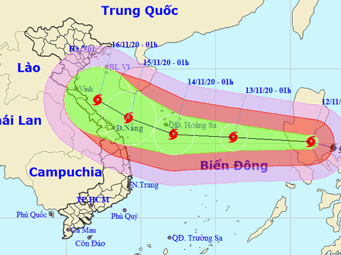 Bão Vamco vào Biển Đông sáng nay